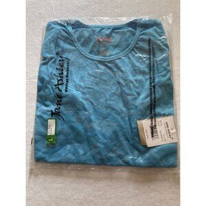 Jane Ashley Vintage Workwear Ocean Blue T-Shirt Size Large 100% Cotton Made In P